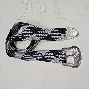 Braided cowboy belt with Mexican silver tip